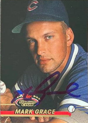 Mark Grace Signed 1993 Stadium Club Baseball Card - Chicago Cubs