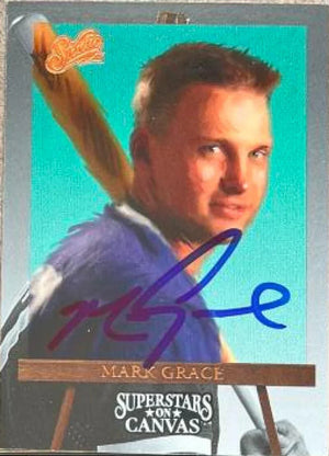 Mark Grace Signed 1993 Studio Superstars on Canvas Baseball Card - Chicago Cubs