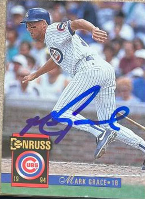 Mark Grace Signed 1994 Donruss Baseball Card - Chicago Cubs