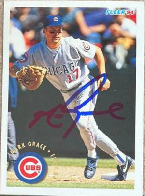 Mark Grace Signed 1994 Fleer Baseball Card - Chicago Cubs