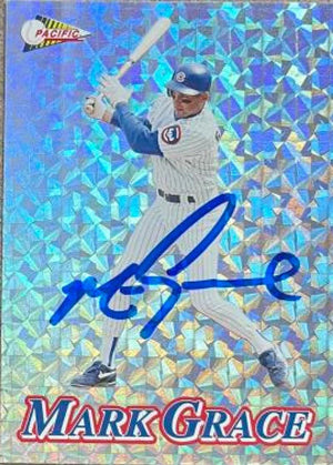 Mark Grace Signed 1994 Pacific Silver Prisms Baseball Card - Chicago Cubs
