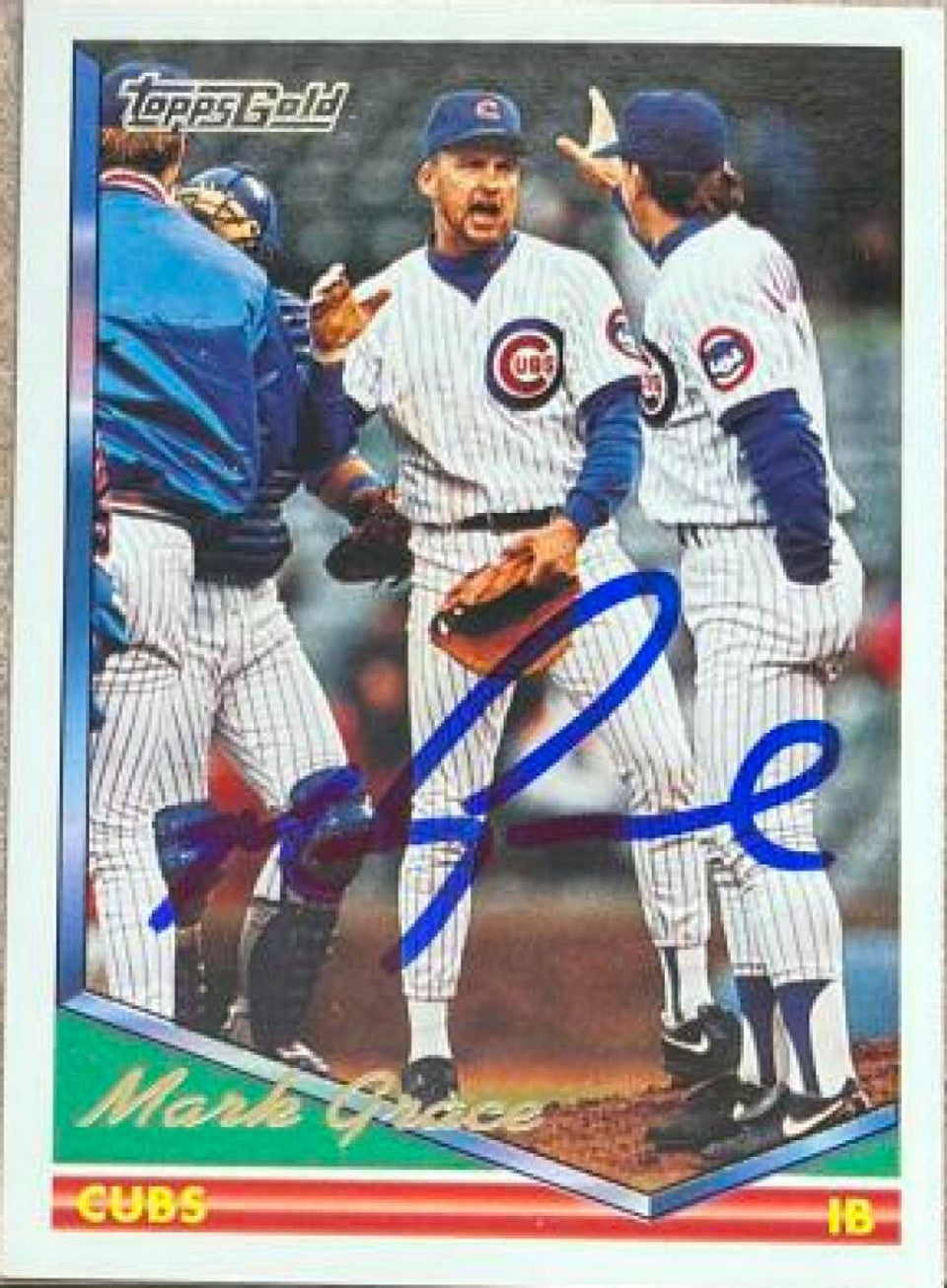 Mark Grace Signed 1994 Topps Gold Baseball Card - Chicago Cubs
