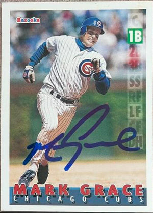 Mark Grace Signed 1995 Bazooka Baseball Card - Chicago Cubs
