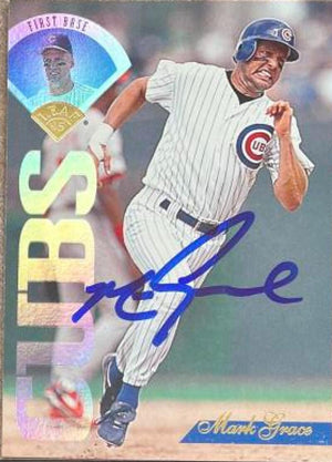 Mark Grace Signed 1995 Leaf Baseball Card - Chicago Cubs