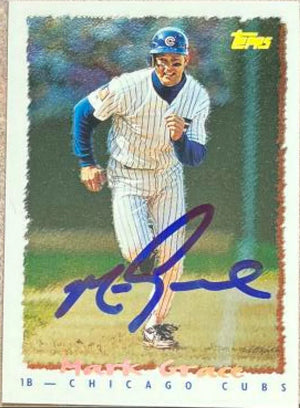 Mark Grace Signed 1995 Topps Cyberstats Baseball Card - Chicago Cubs