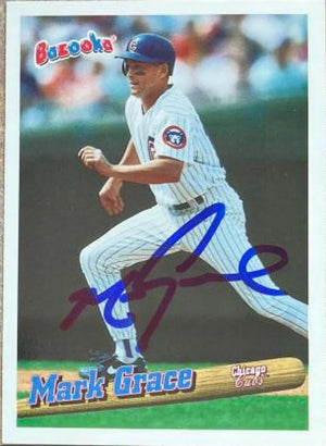 Mark Grace Signed 1996 Bazooka Baseball Card - Chicago Cubs #48