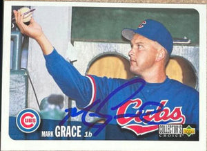 Mark Grace Signed 1996 Collector's Choice Baseball Card - Chicago Cubs #80