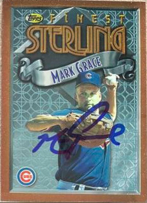 Mark Grace Signed 1996 Topps Finest Baseball Card - Chicago Cubs #267 STER, BRZ