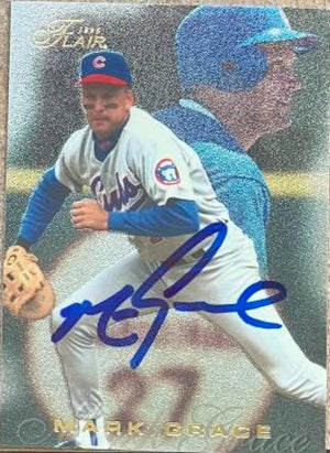 Mark Grace Signed 1996 Flair Baseball Card - Chicago Cubs #216 (Silver Background, Gold Lettering)