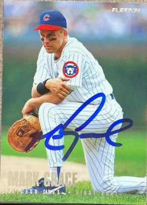 Mark Grace Signed 1996 Fleer Chicago Cubs Baseball Card - Chicago Cubs #7