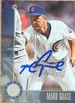 Mark Grace Signed 1996 Leaf Baseball Card - Chicago Cubs #126