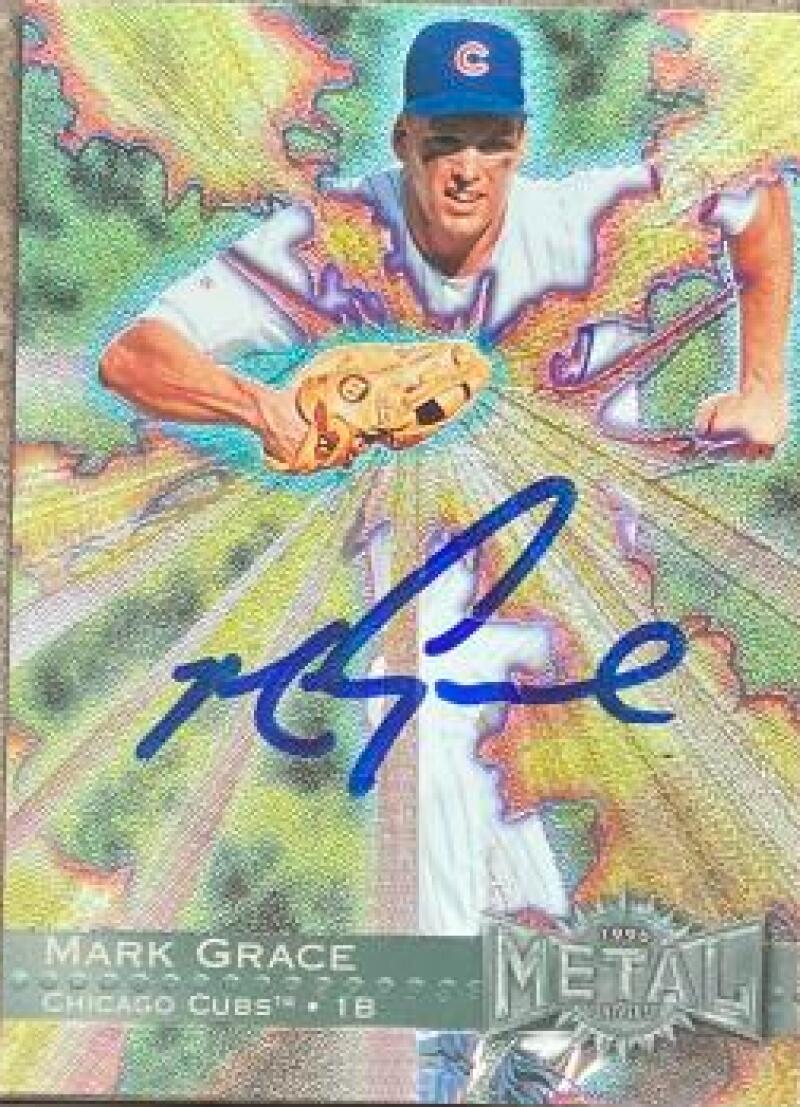 Mark Grace Signed 1996 Metal Universe Baseball Card - Chicago Cubs #141