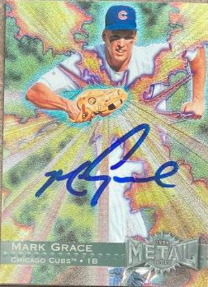 Mark Grace Signed 1996 Metal Universe Baseball Card - Chicago Cubs #141
