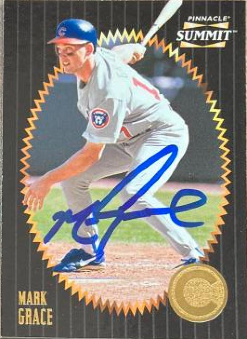 Mark Grace Signed 1996 Pinnacle Summit Baseball Card - Chicago Cubs #145