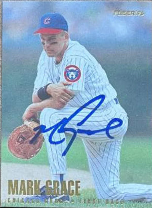 Mark Grace Signed 1996 Fleer Baseball Card - Chicago Cubs #319