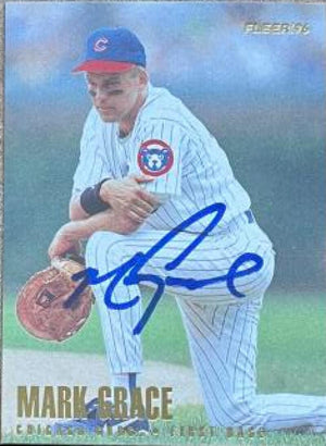Mark Grace Signed 1996 Fleer Baseball Card - Chicago Cubs #319