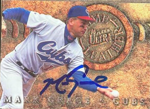 Mark Grace Signed 1996 Ultra Prime Leather Baseball Card - Chicago Cubs #11
