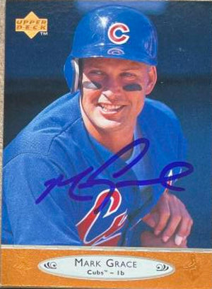 Mark Grace Signed 1996 Upper Deck Baseball Card - Chicago Cubs #295