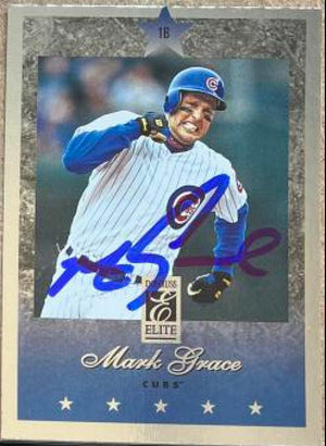 Mark Grace Signed 1997 Donruss Elite Baseball Card - Chicago Cubs #86