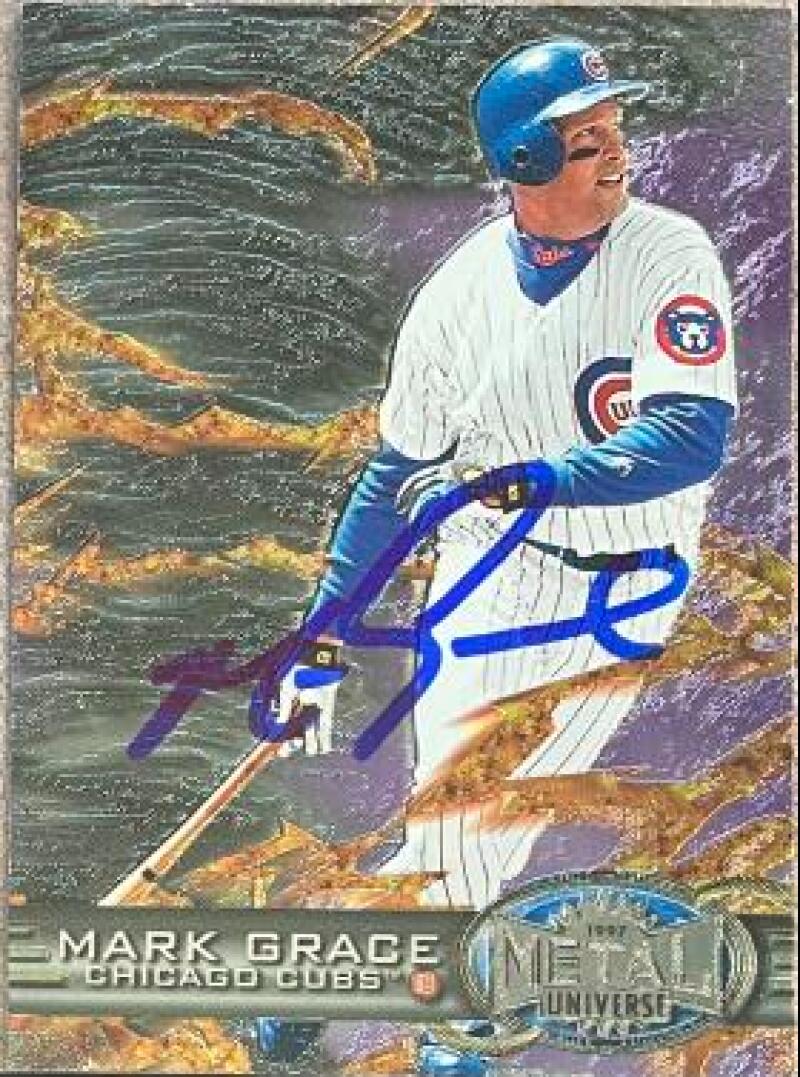 Mark Grace Signed 1997 Metal Universe Baseball Card - Chicago Cubs #11