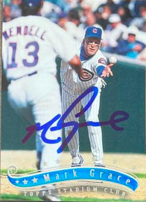 Mark Grace Signed 1997 Stadium Club Baseball Card - Chicago Cubs #53