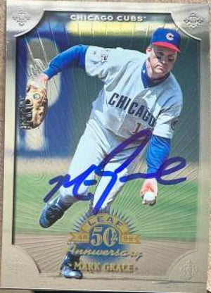 Mark Grace Signed 1998 Donruss Collections Leaf Baseball Card - Chicago Cubs #296