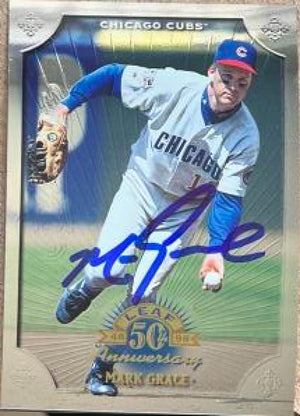 Mark Grace Signed 1998 Donruss Collections Leaf Baseball Card - Chicago Cubs #296