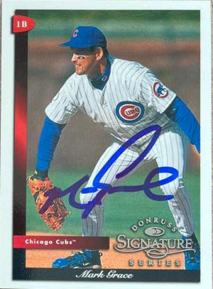 Mark Grace Signed 1998 Donruss Signature Baseball Card - Chicago Cubs #67