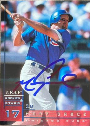 Mark Grace Signed 1998 Leaf Rookies & Stars Baseball Card - Chicago Cubs #53