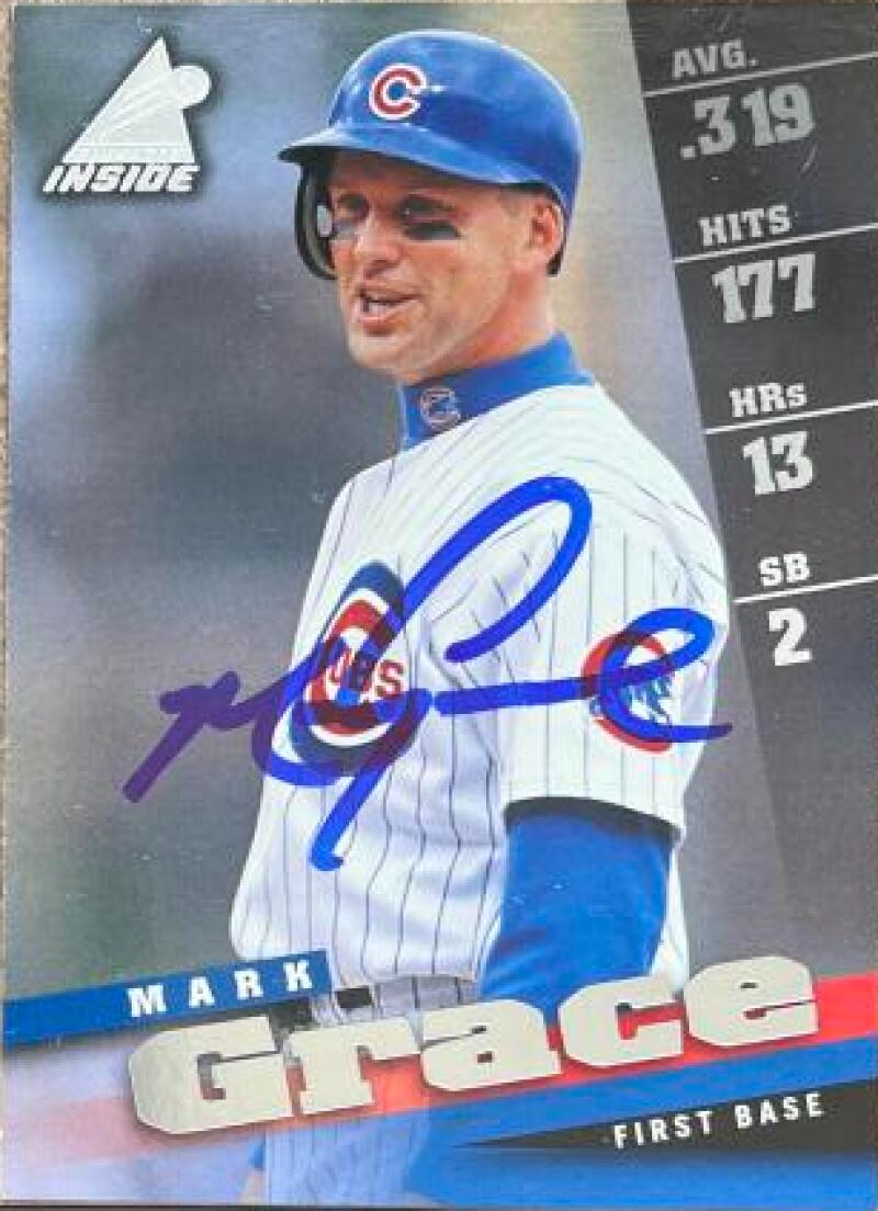 Mark Grace Signed 1998 Pinnacle Inside Baseball Card - Chicago Cubs #45
