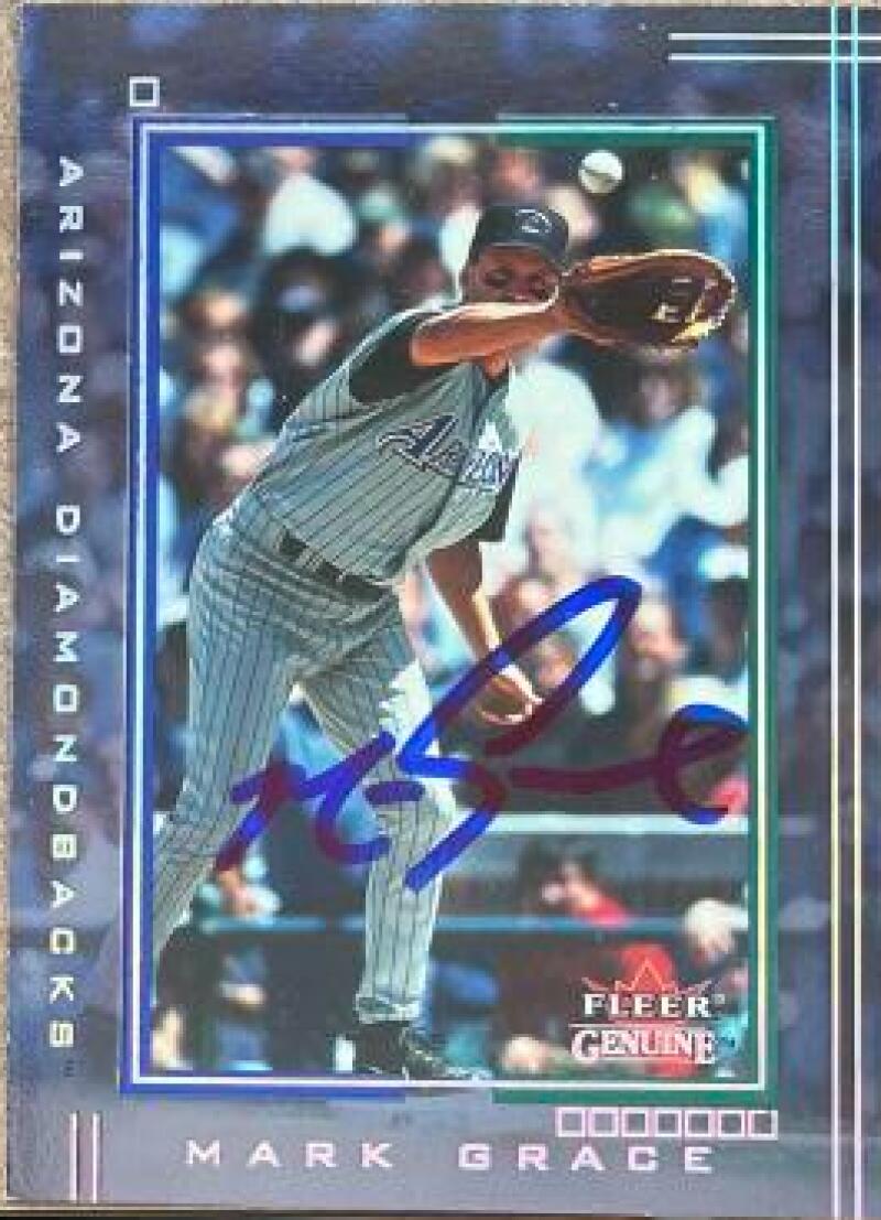 Mark Grace Signed 2002 Fleer Genuine Baseball Card - Arizona Diamondbacks #13