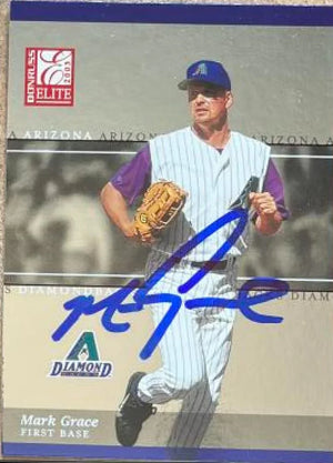 Mark Grace Signed 2003 Donruss Elite Baseball Card - Arizona Diamondbacks #85