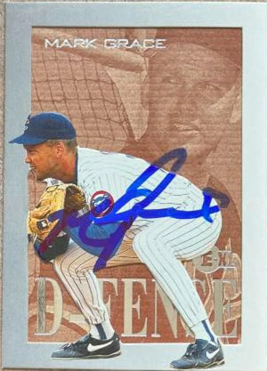 Mark Grace Signed 1996 E-Motion XL D-Fense Baseball Card - Chicago Cubs #3