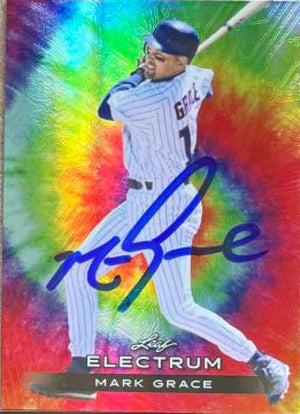 Mark Grace Signed 2024 Leaf Electrum Silver Board w/Tie-dye Skin Baseball Card - Chicago Cubs #46 SN75