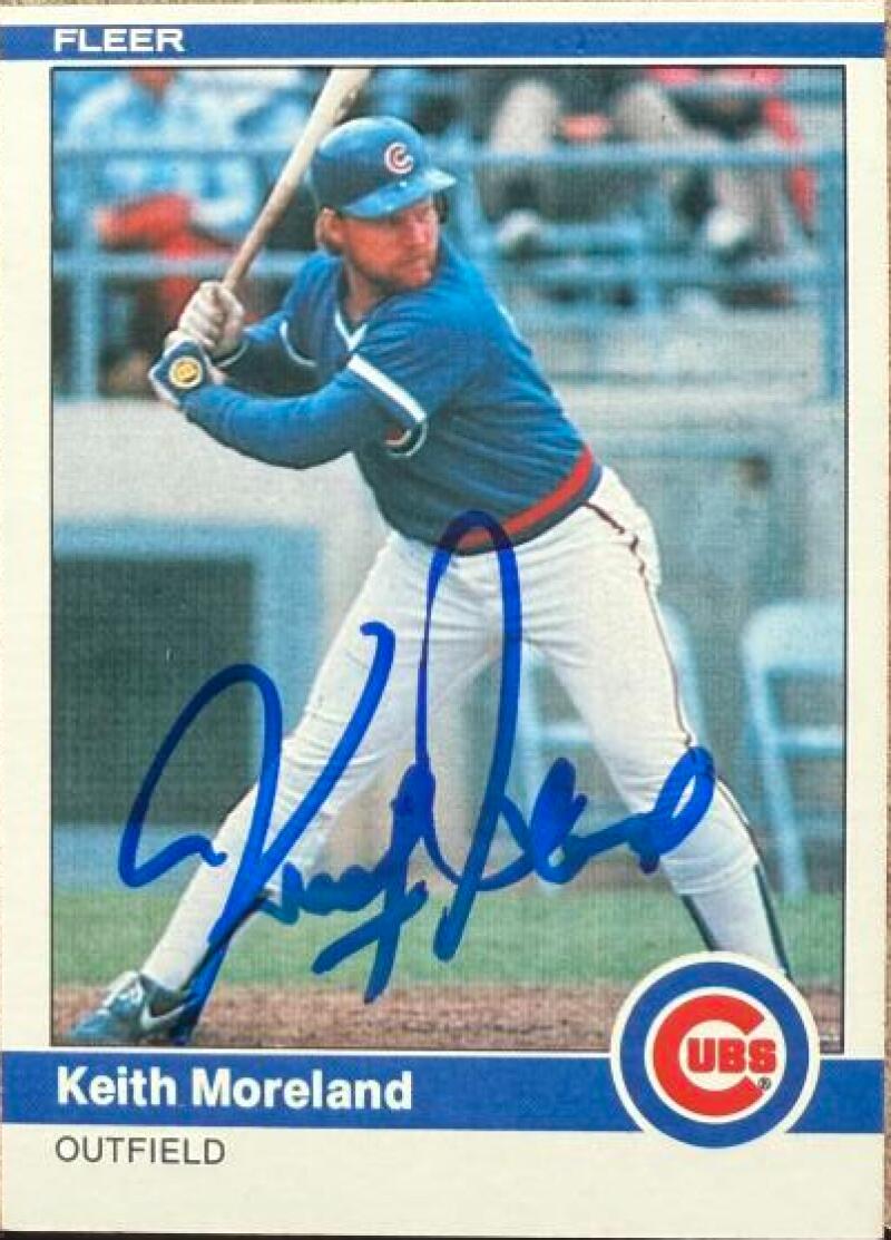 Keith Moreland Signed 1984 Fleer Baseball Card - Chicago Cubs #499