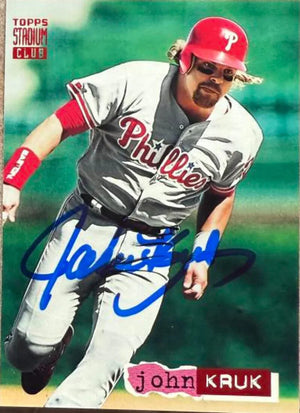 John Kruk Signed 1994 Stadium Club Baseball Card - Philadelphia Phillies