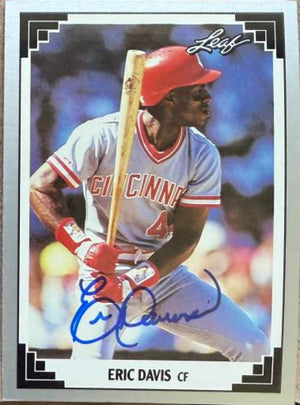 Eric Davis Signed 1991 Leaf Baseball Card - Cincinnati Reds #37