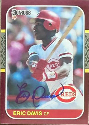 エリック・デイビス直筆サイン入り1987年ドンラス オープニングデー ベースボールカード - シンシナティ・レッズ