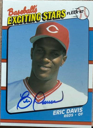 Eric Davis Signed 1987 Fleer Baseball's Exciting Stars Baseball Card - Cincinnati Reds #14