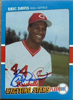 Eric Davis Signed 1988 Fleer Baseball's Exciting Stars Baseball Card - Cincinnati Reds #12