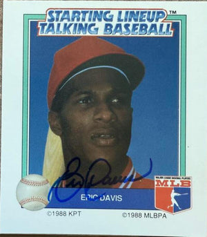 Eric Davis Signed 1988 Parker Bros. Starting Lineup Talking Baseball All-Stars Baseball Card - Cincinnati Reds #20 VAR