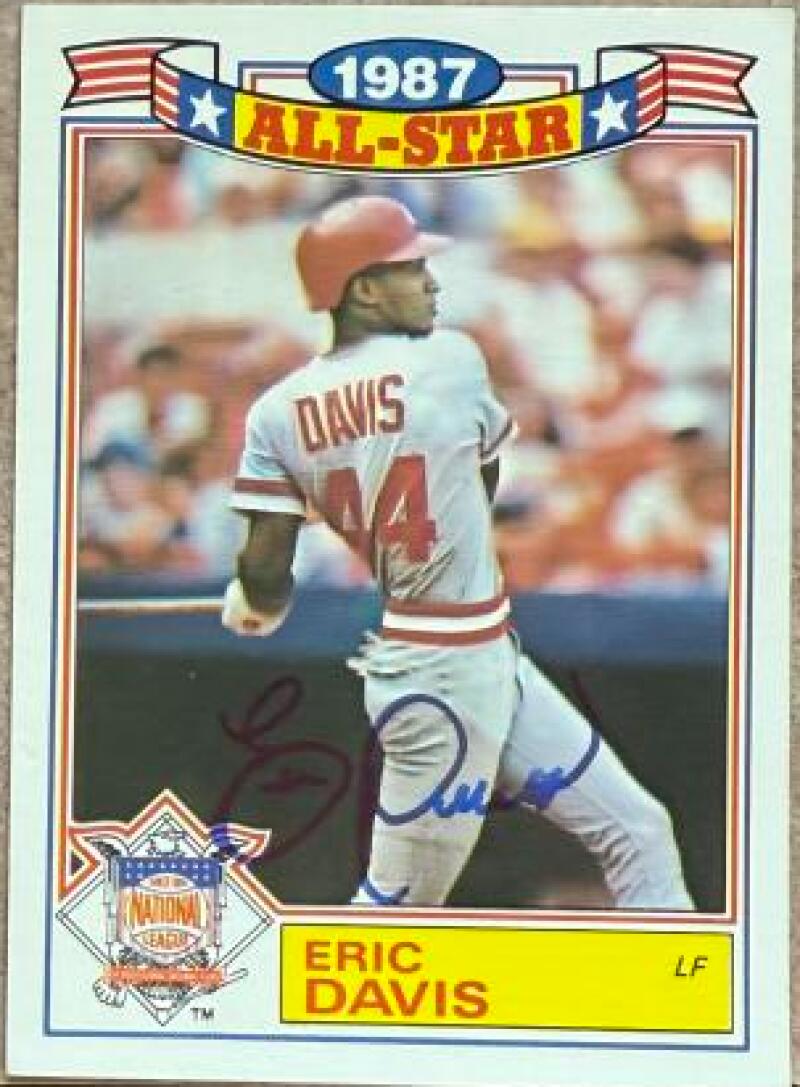 Eric Davis Signed 1988 Topps All-Star Game Glossy Baseball Card - Cincinnati Reds #17
