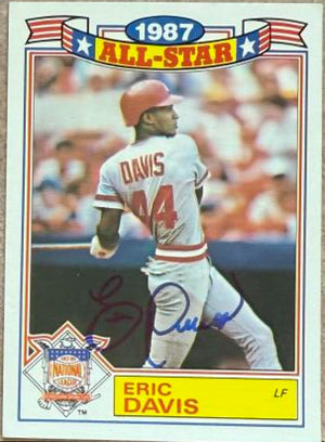 Eric Davis Signed 1988 Topps All-Star Game Glossy Baseball Card - Cincinnati Reds #17