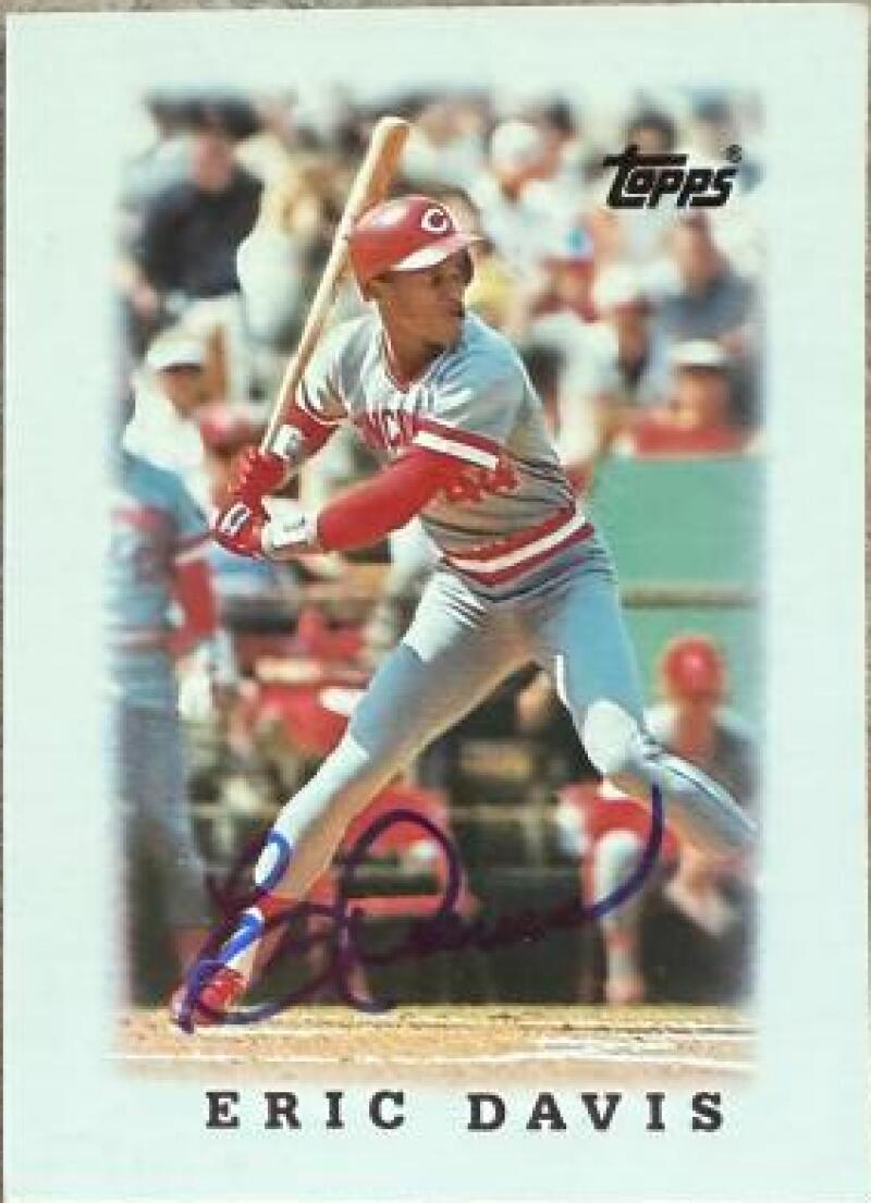 Eric Davis Signed 1988 Topps Major League Leaders Minis Baseball Card - Cincinnati Reds #46