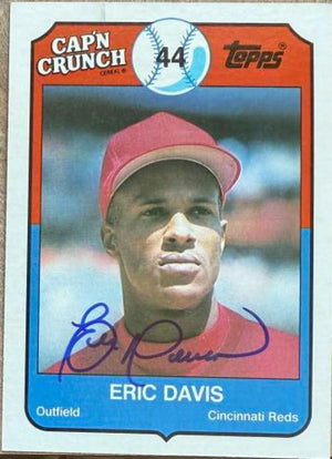 Eric Davis Signed 1989 Topps Cap'n Crunch Baseball Card - Cincinnati Reds #13