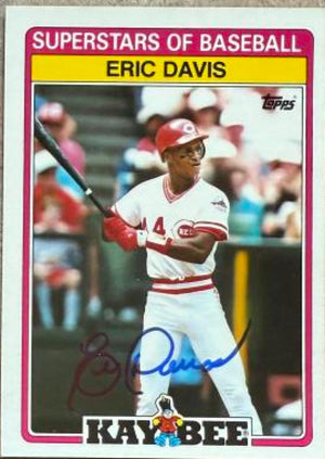 Eric Davis Signed 1989 Topps Kay-Bee Superstars Baseball Card - Cincinnati Reds #8