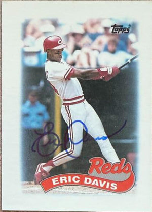 Eric Davis Signed 1989 Topps Major League Leaders Minis Baseball Card - Cincinnati Reds #8