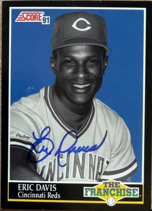 Eric Davis Signed 1991 Score Baseball Card - Cincinnati Reds #863 FRAN