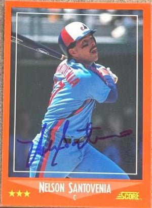 Nelson Santovenia Autographed 1988 Score Rookie & Traded Glossy Baseball Card - Montreal Expos #96T