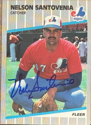 Nelson Santovenia Autographed 1989 Fleer Baseball Card - Montreal Expos #393